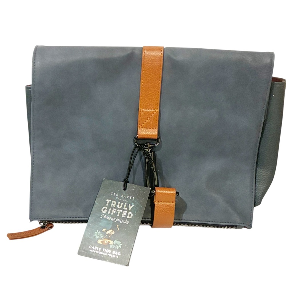 Ted Baker Tidy Bag Cord Organizer‎ Pouch Navy Velvet Travel NEW